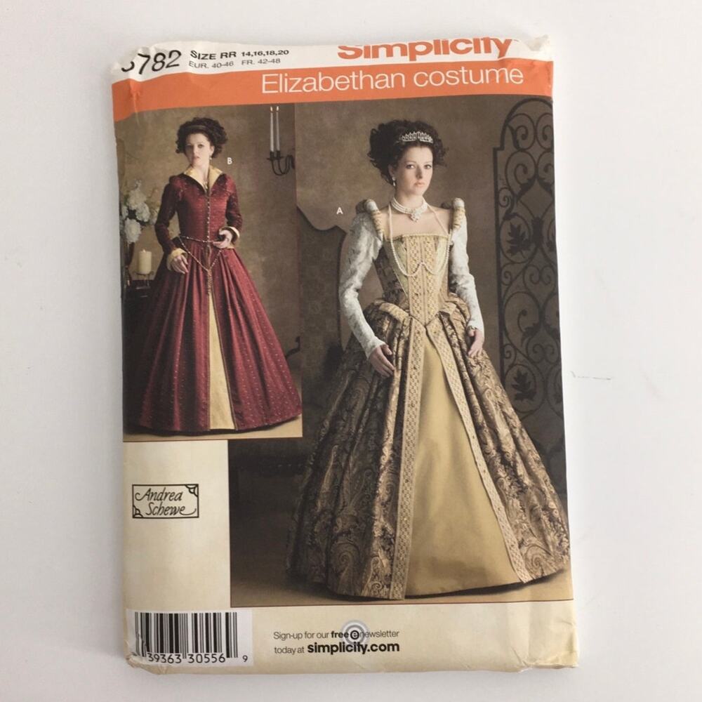 Simplicity Sewing Pattern 3782 Elizabethan Tudor Period Costume Dress 14-20UNCUT